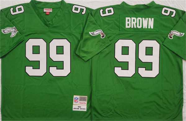 Men%27s Philadelphia Eagles #99 Jerome Brown Kelly Green Throwback Football Stitched Jersey